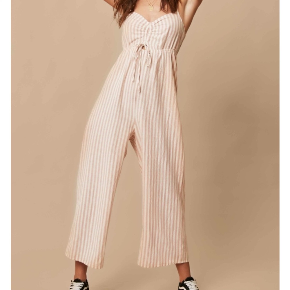 Oniell Linen Striped Jumpsuit